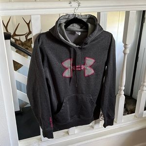Under Armour gray sweatshirt hoodie size small with pink stitching